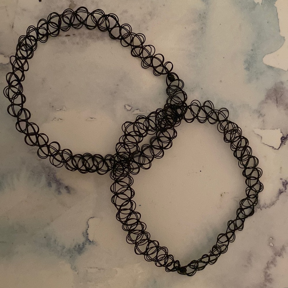 Two Plastic Black Choker Necklaces